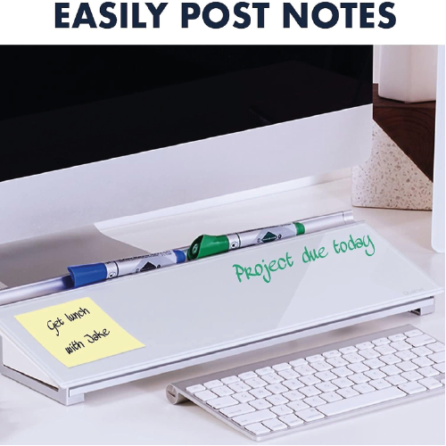 Quartet Infinity Dry Erase Glass Desktop Table Top Board with Marker & Tray, Non-Magnetic Whiteboard with bottom storage, Desktop Glass pad for School, Office, 1.5 x 0.5 feet, 46 x 15cm, 18 x 6 inches