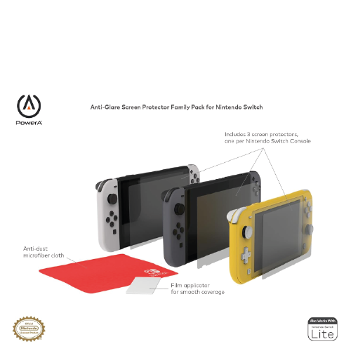 PowerA Anti-Glare Screen Protector Family Pack for Nintendo Switch