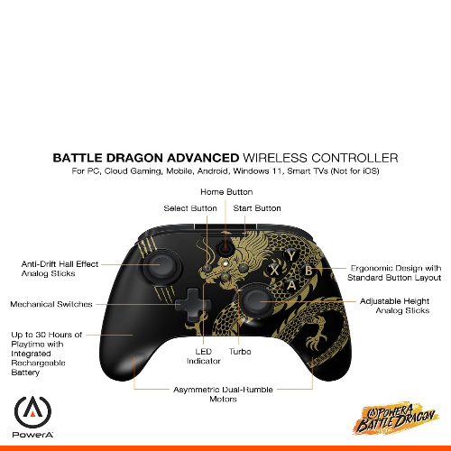PowerA Battle Dragon™ Advanced Wireless Controller for PC & Cloud Gaming (Not for iOS)