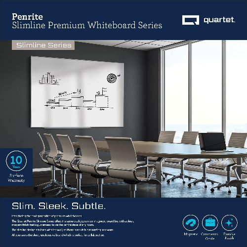 Quartet Penrite Slimline Magnetic Whiteboard Premium 1200 X 900mm