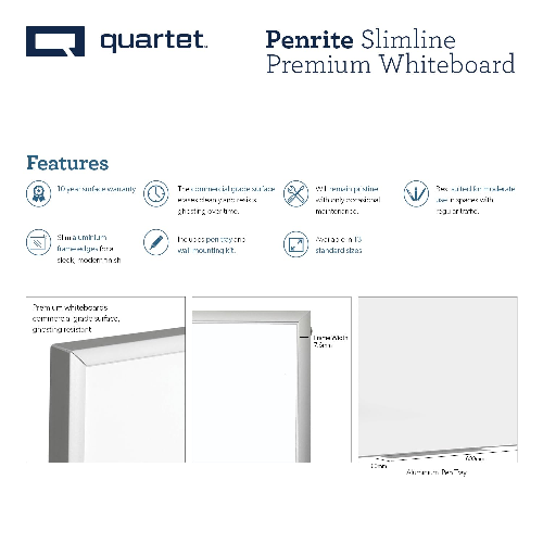 Quartet Penrite Slimline Magnetic Whiteboard Premium 1200 X 900mm