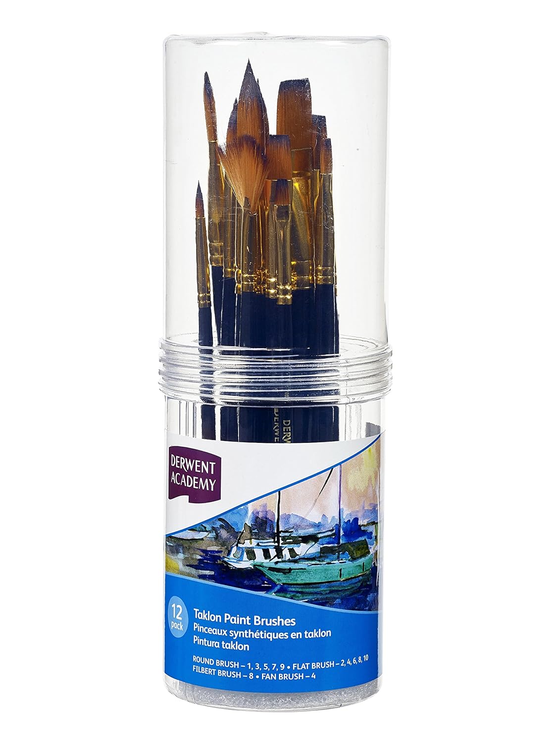 Derwent Academy Taklon Small Brush Set Cylinder (Pack of 12)