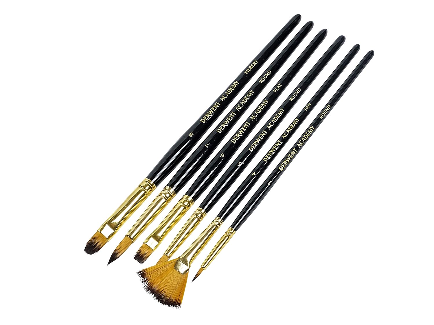 DERWENT Academy Taklon Small Brush Set Acetate (Pack of 6)
