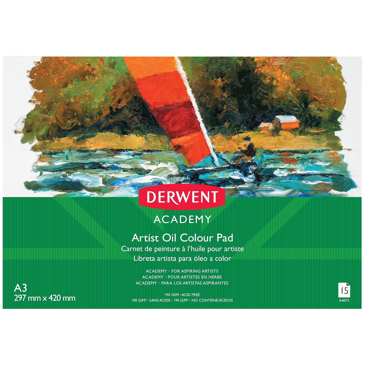 Derwent Academy Oil Pad 15 Sheets, 190 GSM (A3 Landscape)