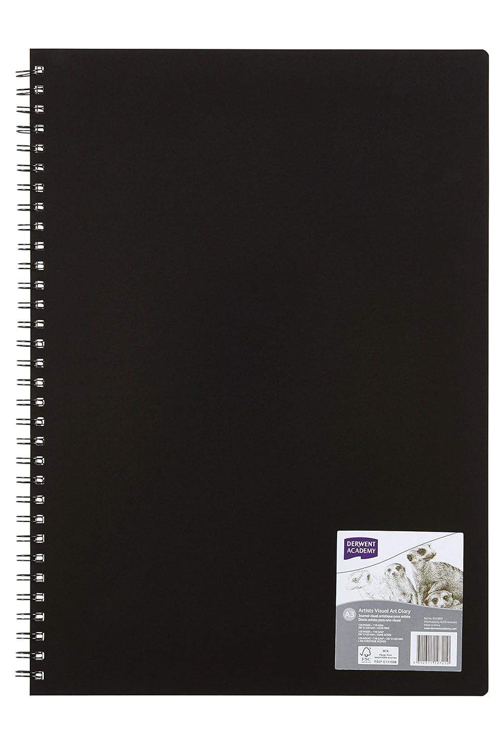 Derwent Academy Visual Art Diary Sketch Book 120 Pages, 110 GSM (A3 Portrait)