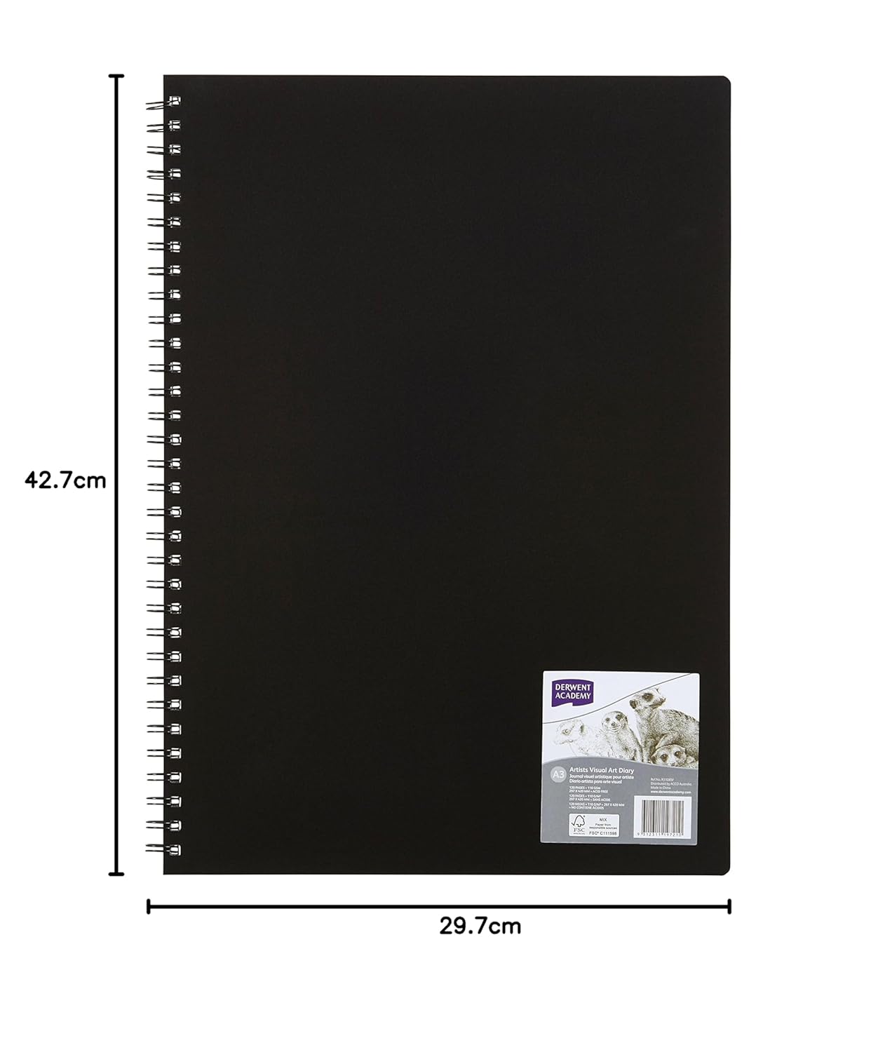 Derwent Academy Visual Art Diary Sketch Book 120 Pages, 110 GSM (A3 Portrait)