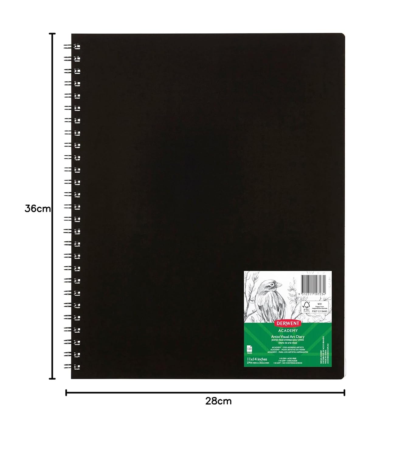 Derwent Academy Visual Art Diary Sketch Book 120 Pages, 110 GSM (28 x 36 cm)