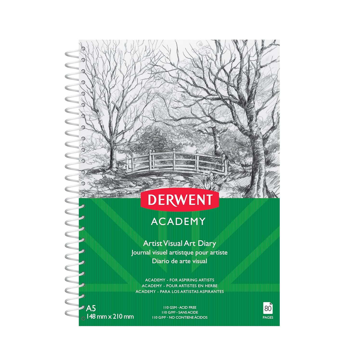Derwent Academy Visual Art Diary Sketch Pad 80 Pages, 110 GSM (A5 Portrait)