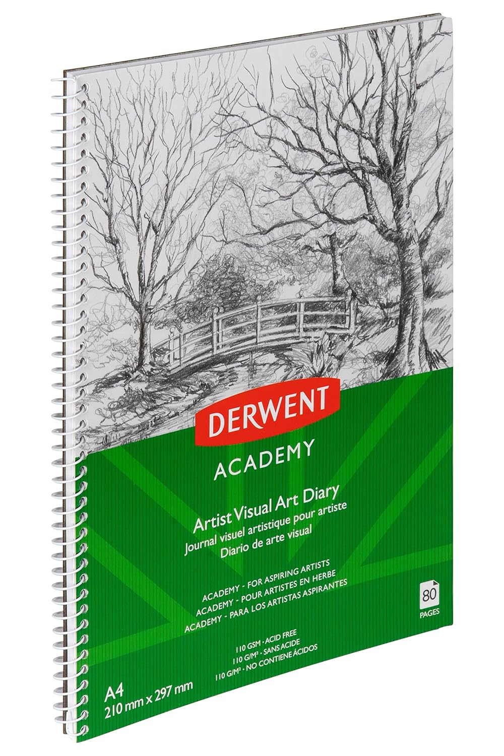 Derwent Academy Visual Art Diary Sketch Pad 80 Pages, 110 GSM (A4 Portrait)