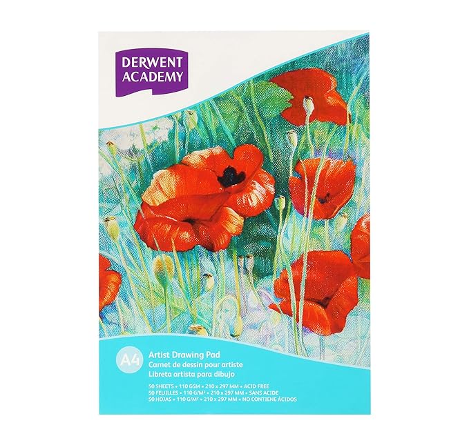 Derwent Academy Artist Drawing Pad 50 Sheets, 110 GSM (A4 Portrait)
