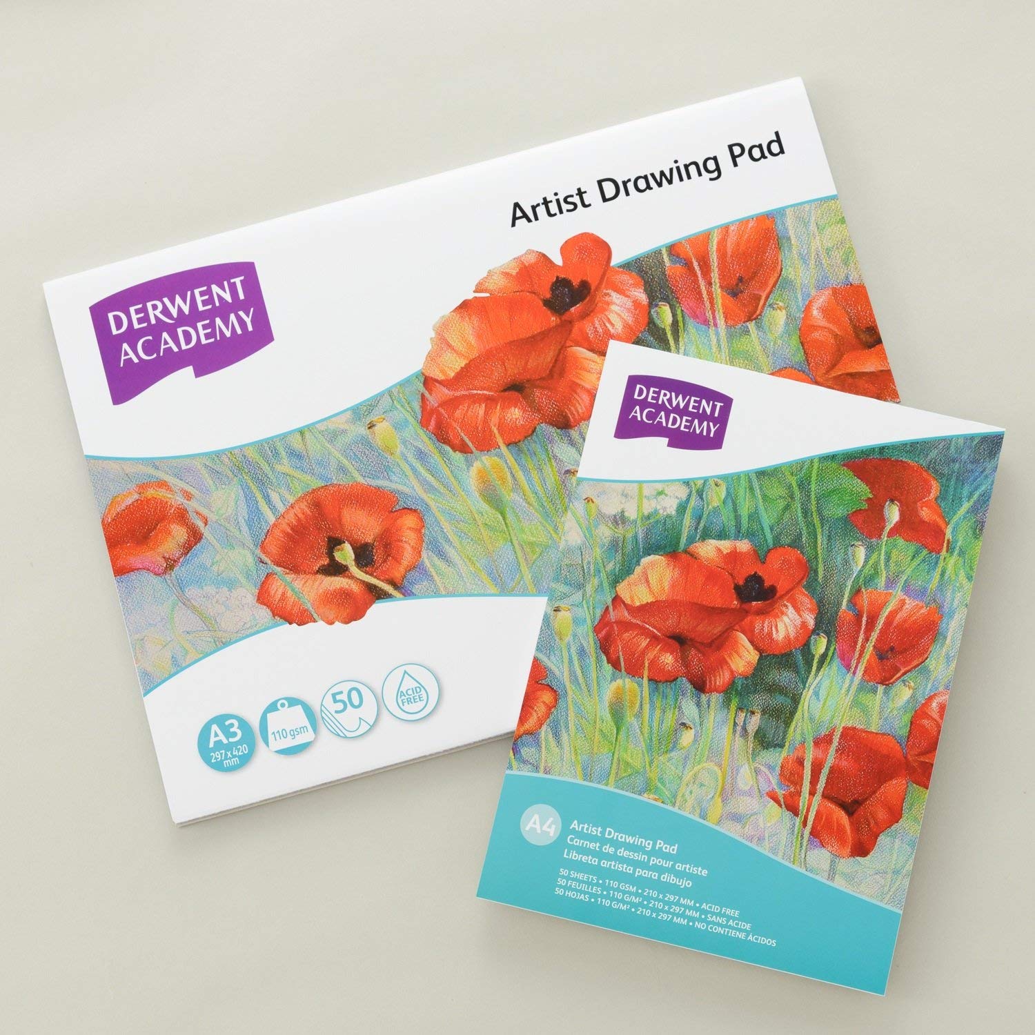 Derwent Academy Artist Drawing Pad 50 Sheets, 110 GSM (A4 Portrait)