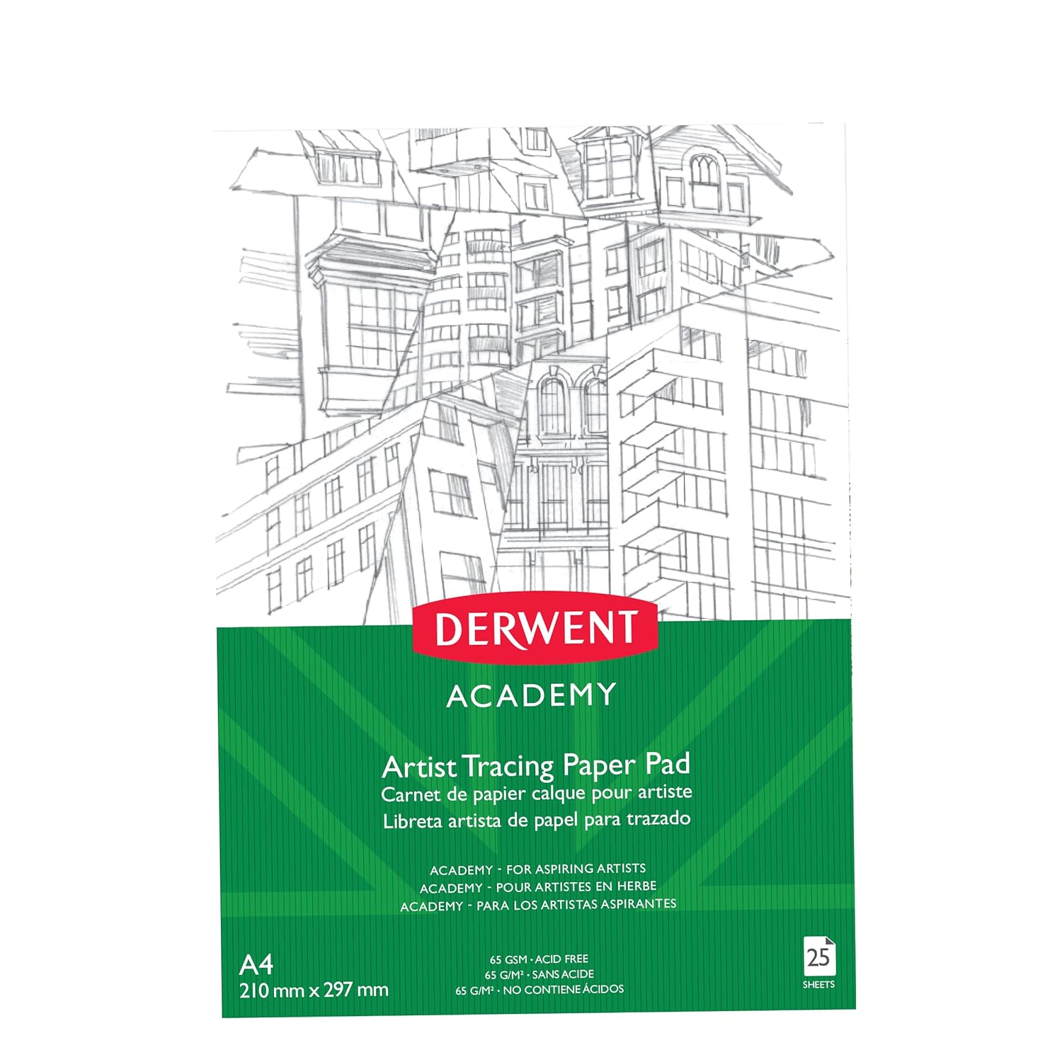 DERWENT Academy Tracing Paper Pad 25 Sheets, 65 GSM (A4 Portrait)