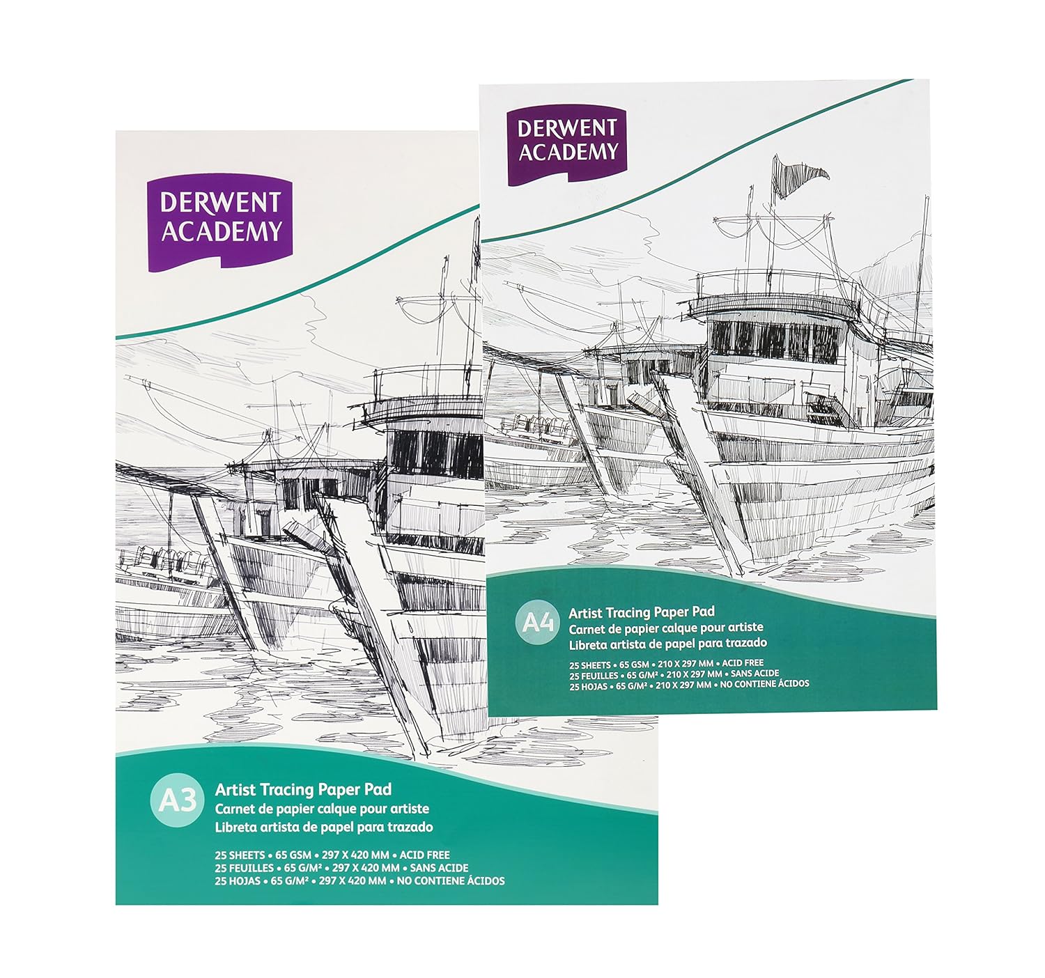 Derwent Academy Tracing Paper Pad 25 Sheets, 65 GSM (A3 Portrait)