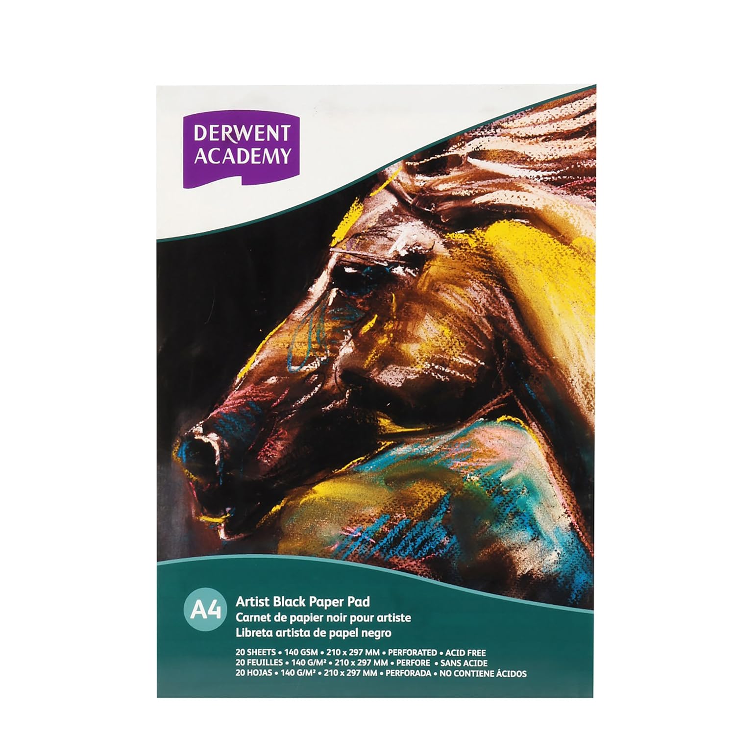 Derwent Academy Black Paper Pad 20 Sheets, 140 GSM (A4 Portrait)