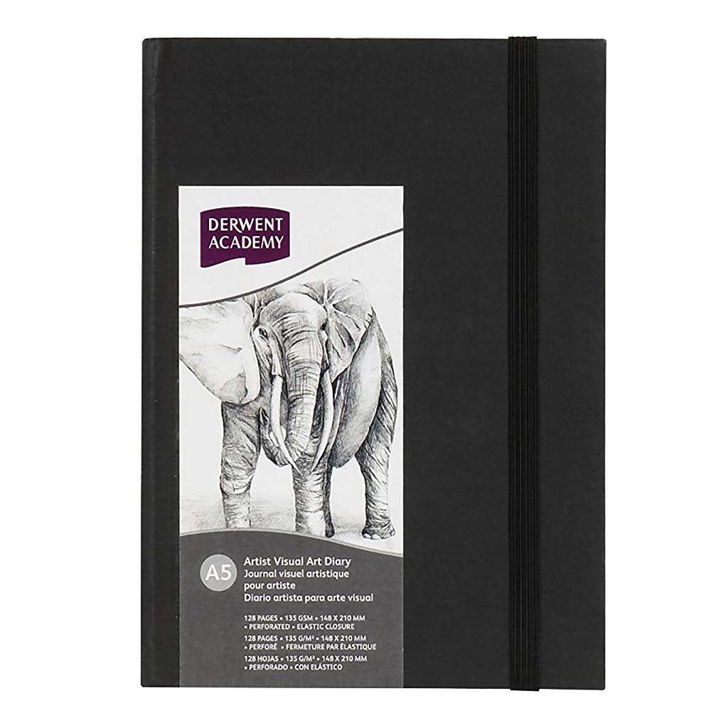Derwent Academy Visual Art Diary Hardcover Sketch Book, Elastic Closure and Perforated Pages 128 Pages (A3 Portrait)