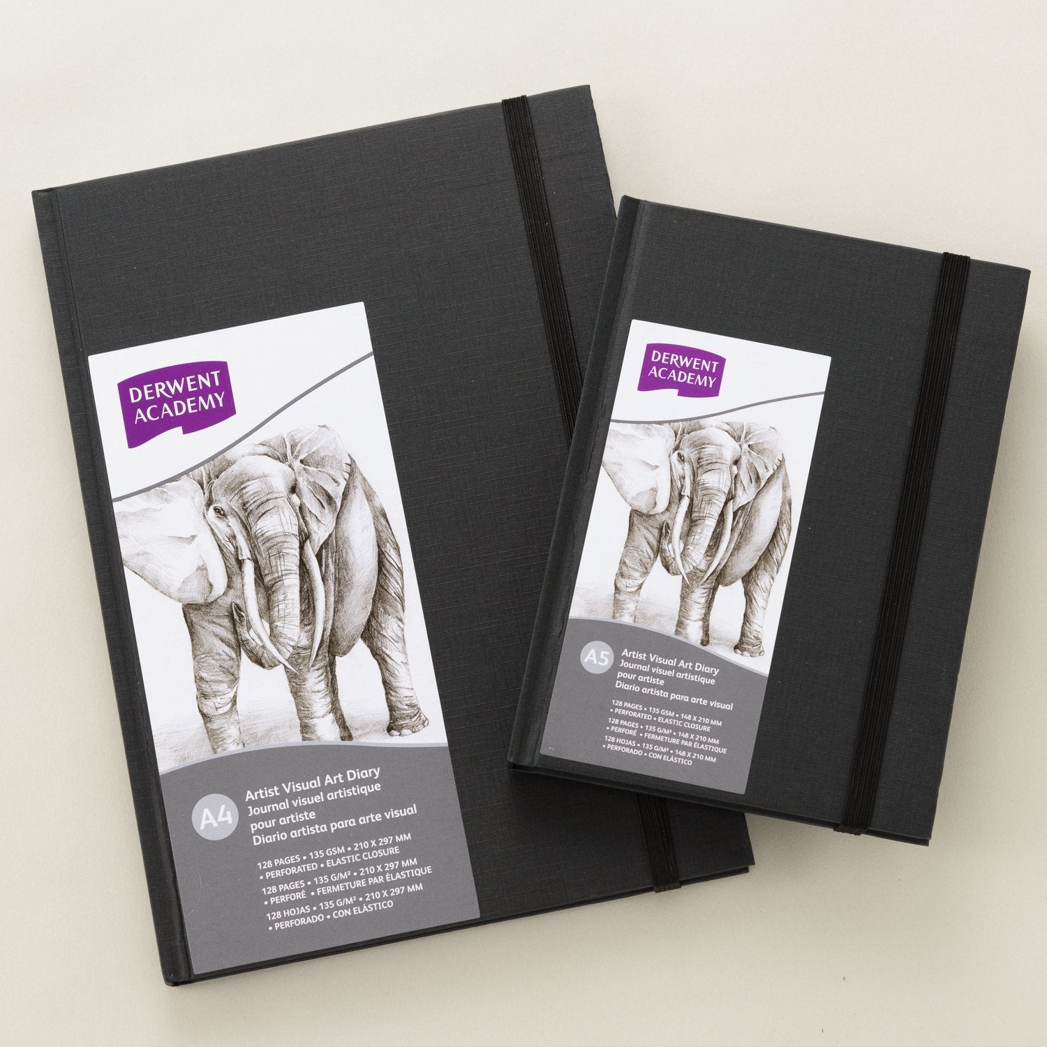 Derwent Academy Visual Art Diary Hardcover Sketch Book, Elastic Closure and Perforated Pages 128 Pages (A3 Portrait)
