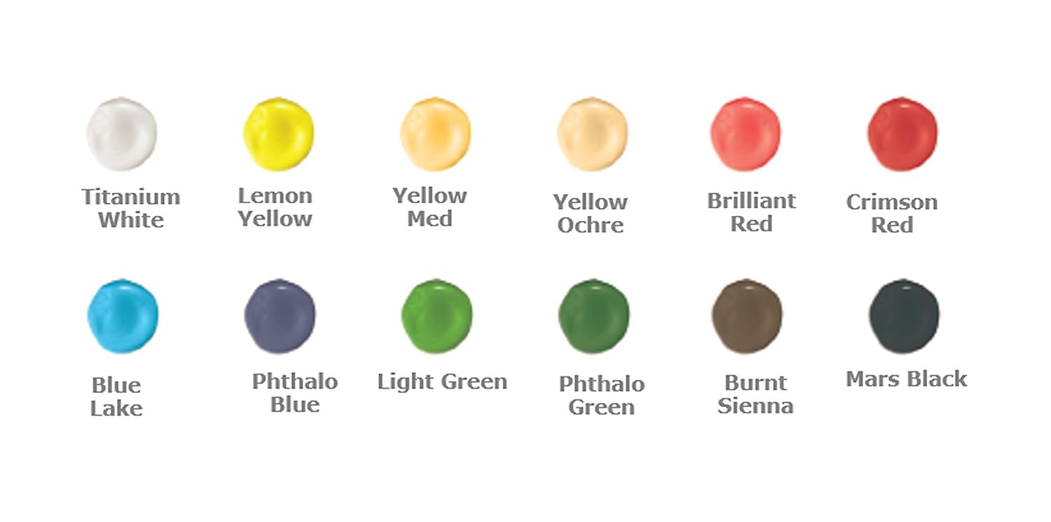 Derwent Academy Acrylic Paints 12Ml (Pack of 12), Multicolor